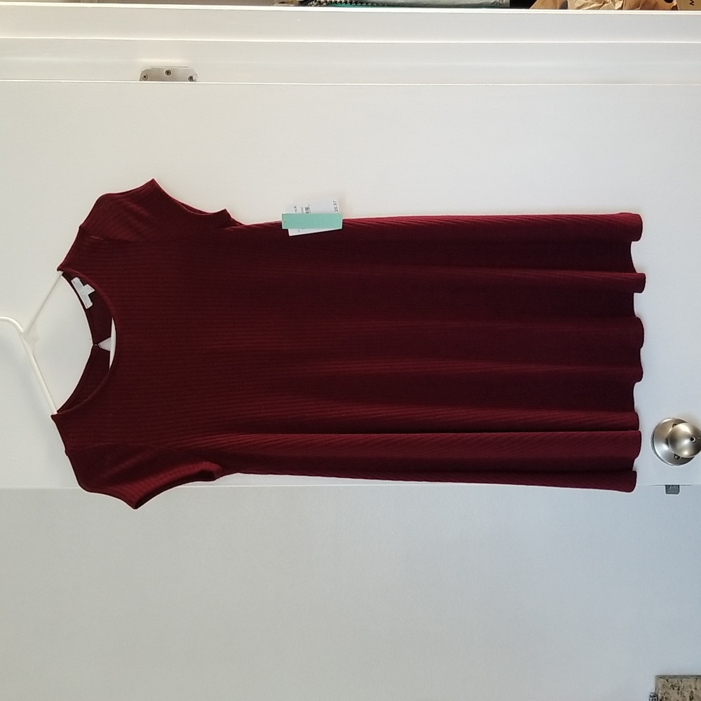 NWT Abound Burgundy Ribbed Knit Dress / Size Small